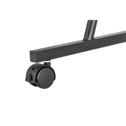 Escritorio compacto, bandeja deslizable, cuatro ruedas, café claro