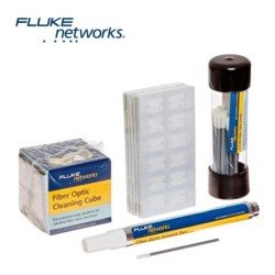 Kit de limpieza de fibra óptica Fluke networks NFC-kit-box cubo 5 tarjetas lápiz disolvente bastoncillos limpiadores de 2.5 mm