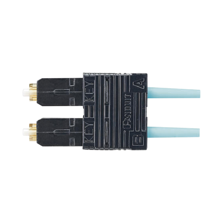 Conector de fibra óptica SC dúplex opticam, multimodo 50/125 OM3/OM4, pre-pulido, color aqua