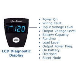 No break con regulador Cyberpower 825va cp KVM inteligente UPS 8contactos compacto tel/red/coax 3años