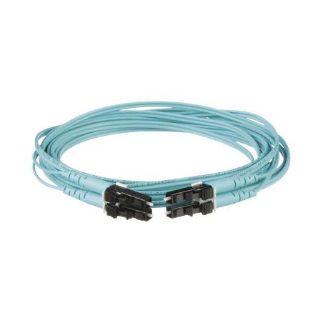 Jumper de fibra óptica multimodo 50/125 OM3, LC-LC dúplex, OFNR (riser), color aqua, 9 metros