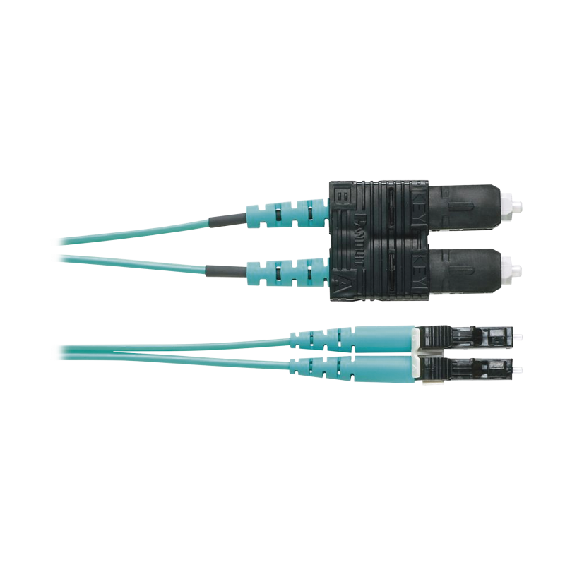 Jumper de fibra óptica multimodo 50/125 OM3, LC-SC dúplex, OFNR (riser), color aqua, 3 metros Jumper de fibra óptica multimodo 50/125 OM3, LC-SC dúplex, OFNR (riser), color aqua, 3 metros