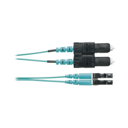 Jumper de fibra óptica multimodo 50/125 OM4, LC-SC dúplex, OFNR (riser), color aqua, 2 metros