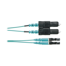 Jumper de fibra óptica multimodo 50/125 OM4, LC-SC dúplex, OFNR (riser), color aqua, 3 metros