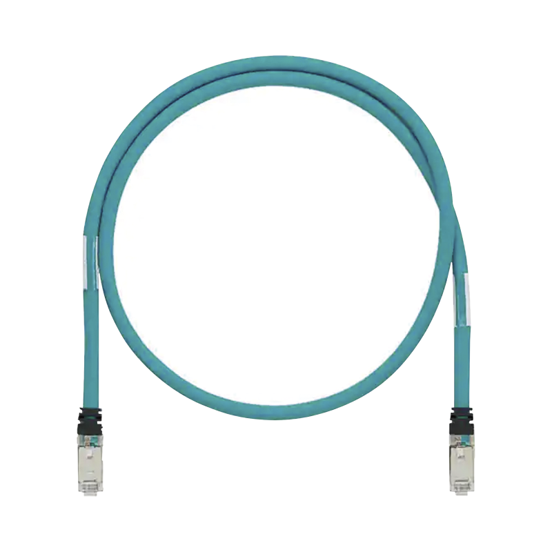 Patch cord cat6a de grado industrial 600v, blindado sf/UTP, calibre 26 AWG, color aqua, 2.5m Patch cord cat6a de grado industrial 600v, blindado sf/UTP, calibre 26 AWG, color aqua, 2.5m