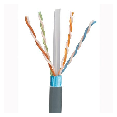 Bobina de cable blindado F/UTP de 4 pares, cat6, LSZH (libre de gases tóxicos), color azul, 305m