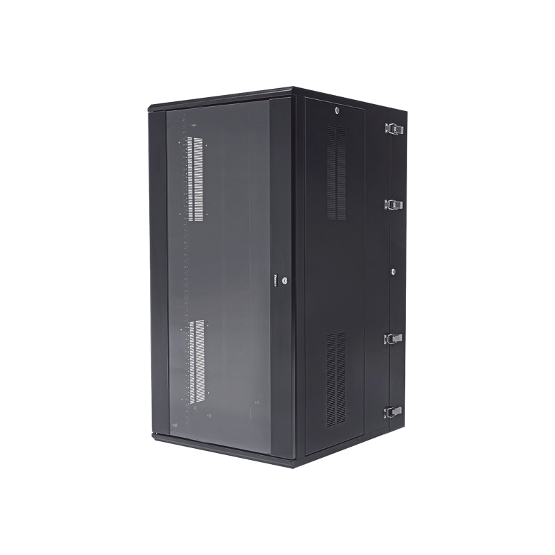 Gabinete Panzone de montaje en pared, de 19in, puerta con ventana de seguridad, 26 ur, 762mm de profundidad, color negro