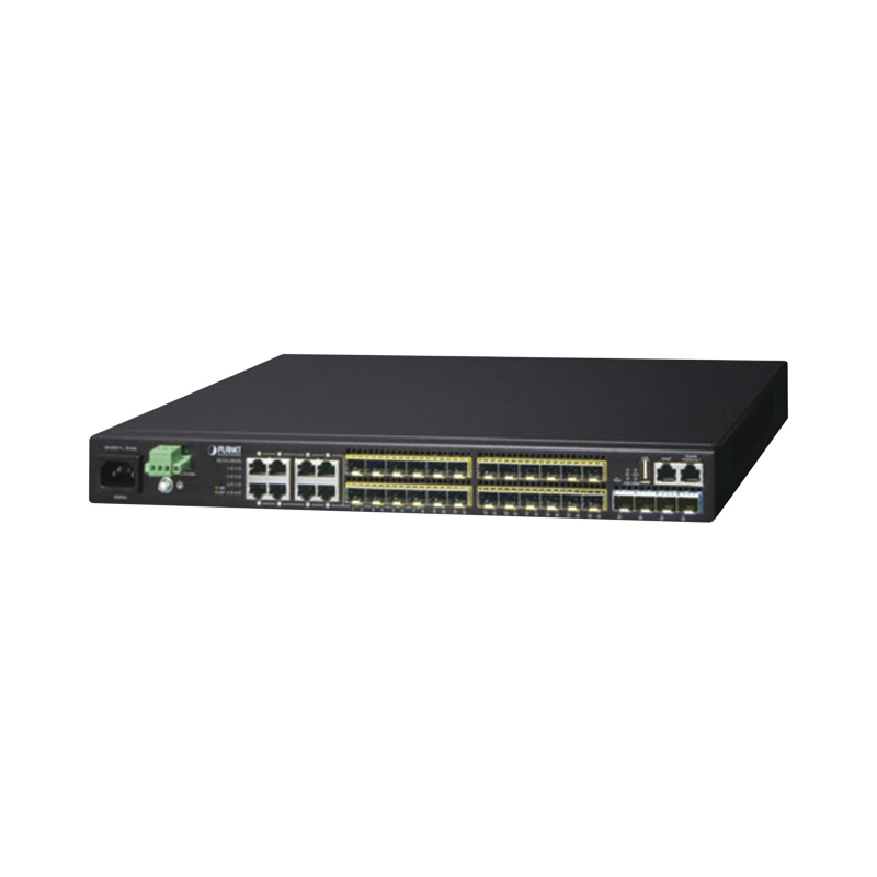 Switch Core capa 3, 24 puertos SFP 100/1000x, 8 puertos compartidos gigabit ethernet, 4 puertos SFP de 10 GBps