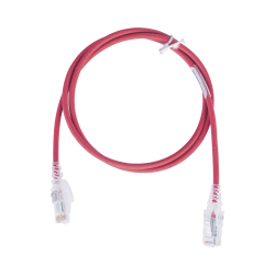 Patch cord mc6 modular cat6 UTP, cm/ls0h, 3ft, color rojo, diámetro reducido (28AWG), versión bulk (sin empaque individual)