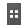 Placa de pared vertical, salida para 4 puertos keystone, con espacios para etiquetas, color negro