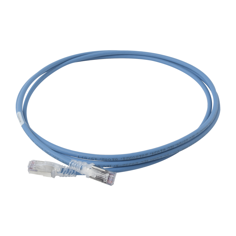 Patch cord "Skinny" cat6a blindado S/FTP, 7ft, diámetro reducido 28 AWG, color azul