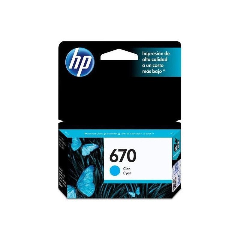 Cartucho de tinta cian HP 670 Cartucho de tinta cian HP 670