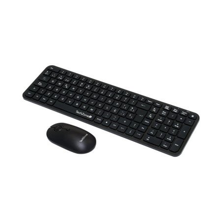 Kit teclado y mouse inalámbrico TechZone TZCOMBINA05 - negro, 20 m, 1000-1600 y 2400 DPI