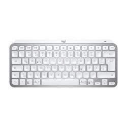 Teclado Logitech MX Keys Mini, Mini, RF Wireless + Bluetooth, Switch de tecla de tijera, Aluminio, Blanco