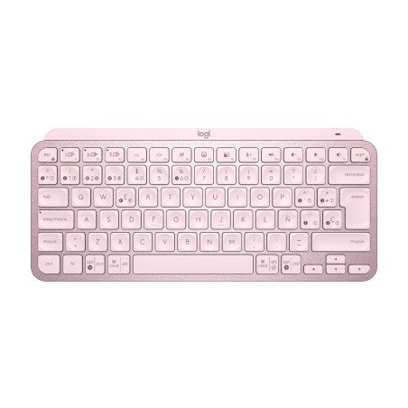 Teclado Logitech MX Keys Mini, Mini, RF Wireless + Bluetooth, Switch de tecla de tijera, Rosa