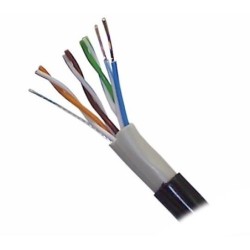 Cable UTP 100% cobre, Categoría 5E, color negro, exterior, 305 m, redes, video, 4 pares