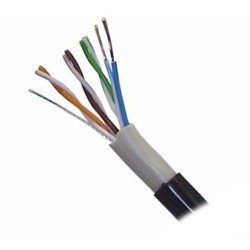 Cable UTP exterior Saxxon 100% cobre, categoría 5e, color negro, 100 m, redes, video, 4 pares