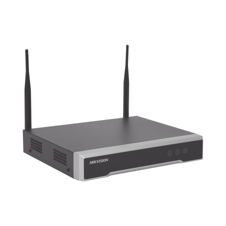 NVR 4 megapixel, 4 canales IP, 1 bahía de disco duro, 2 antenas wi-fi, salida de vídeo full HD