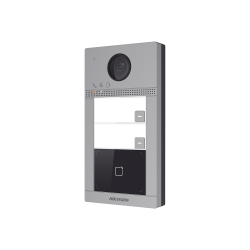 Videoportero IP wifi (ip65 + IK08) con llamada y apertura desde app Hik-connect, soporta 2 departamentos, PoE estándar, interfaz