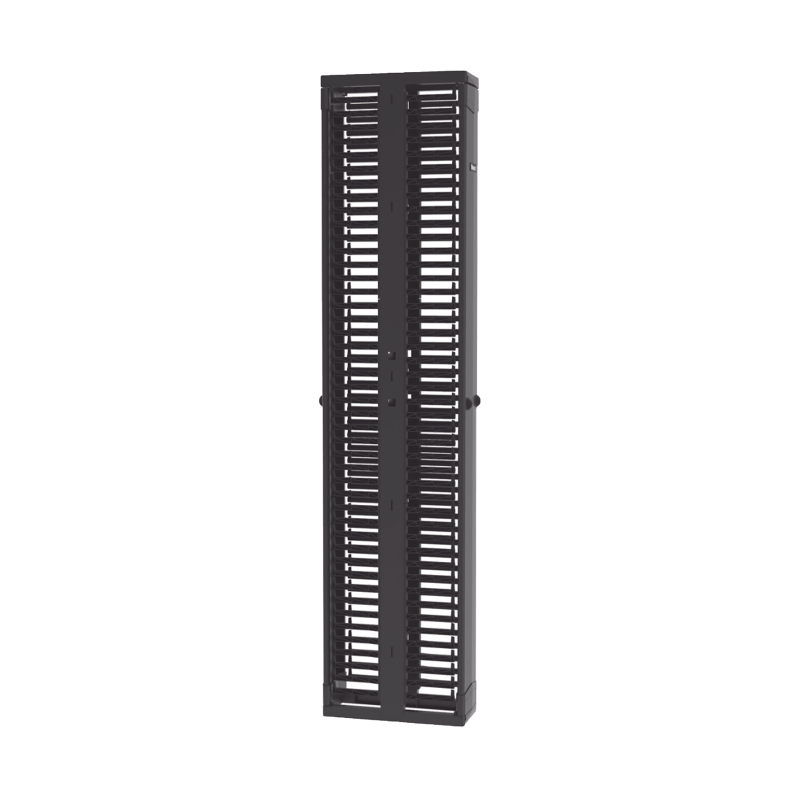 Organizador vertical doble patchrunner, para rack abierto de 45 unidades, 8in de ancho, color negro