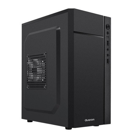 Gabinete Quaroni frente ABS, negro con franja tipo fibra de carbono, m