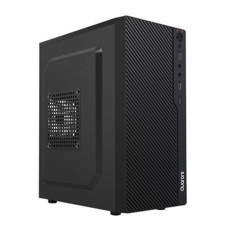 Gabinete Quaroni frente ABS negro tipo rejilla, micro aTX, mini iTX, f