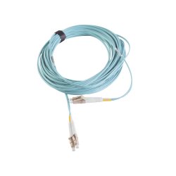 Jumper de fibra óptica multimodo 50/125 XGLO OM3, LC-LC dúplex, ofnr, color aqua, 7 metros