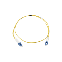 Jumper de fibra óptica monomodo (OS2), XGLO, riser, LC, UPC-LC, UPC dúplex, ofnr, color amarillo, 1 metro