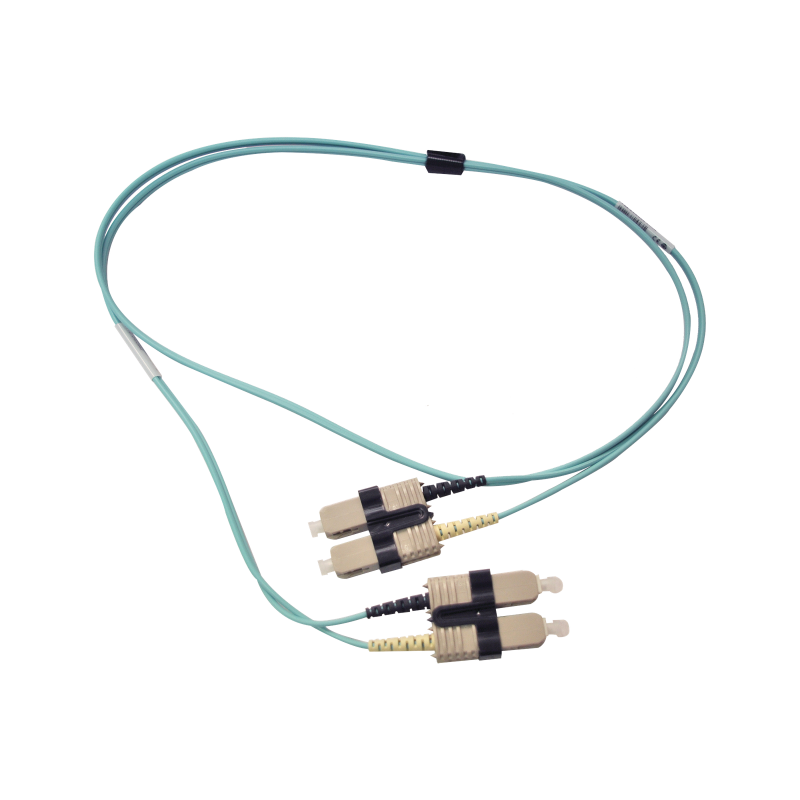 Jumper de fibra óptica multimodo 50/125 OM3 XGLO, SC-SC dúplex, ofnr, color aqua, 1 metro