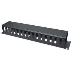 Organizador Horizontal de Cables para Montaje en Rack de 19", 2U, con Cubierta, Negro