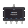 Divisor de potencia de 4 vías para la distribución de señal a dos antenas de servicio, 6 db de pérdida por puerto, conectores f