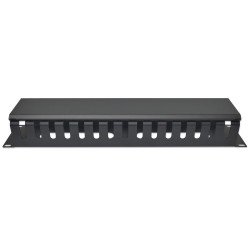 Organizador Horizontal de Cables para Montaje en Rack de 19", 2U, con Cubierta, Negro