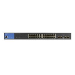 Switch PoE Administrable Linksys LGS328PC - Negro, 250 W, 24 + 4 SFP