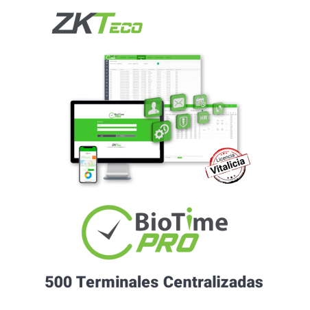 Licencia vitalicia de administración de asistencia, versión web, para 500 terminales centralizadas, 50000 empleados, 1 punto par