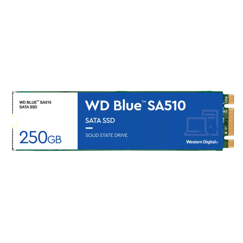 Unidad de estado sólido SSD WD blue m.2 2280 250GB SATA 3dnand 6GB/s lect 555MB/s escrit 440mb/s