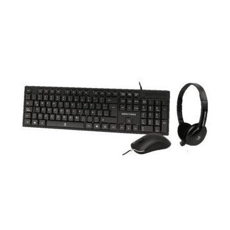Teclado, mouse USB y diadema 3.5 mm Perfect Choice negro
