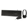 Teclado, mouse USB y diadema 3.5 mm Perfect Choice negro