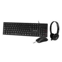 Teclado, mouse USB y diadema 3.5 mm Perfect Choice negro