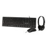 Teclado, mouse USB y diadema 3.5 mm Perfect Choice negro