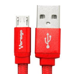 Cable USB Vorago CAB-113, USB A 2.0 a micro USB. 1 metro, rojo, bolsa.