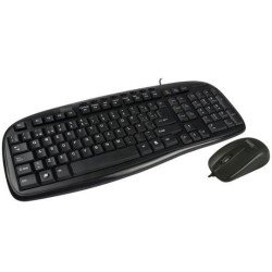 Teclado y mouse alámbrico Balance Easy Line by Perfect Choice negro, USB- mouse Ideal para usuarios diestros y zurdos