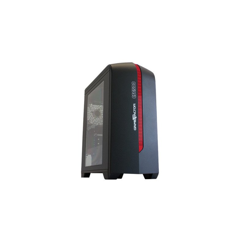 Gabinete Game Factor CSG500 mATX NEG/ROJO - 2xVENT 120MM LED, 1x USB 2.0, 1x USB 3.0