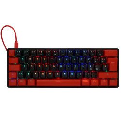 Teclado Mecánico 60  Game Factor KBG560-RD - RGB, Teclas Extras Red Intercambiables, Red Switch, Usb Rojo