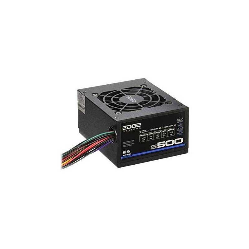 Fuente de poder Acteck micro ATX 500 w 20+4 pines 2 sata2 molex ventilador 80mm para gabinete Slim modelo S-500