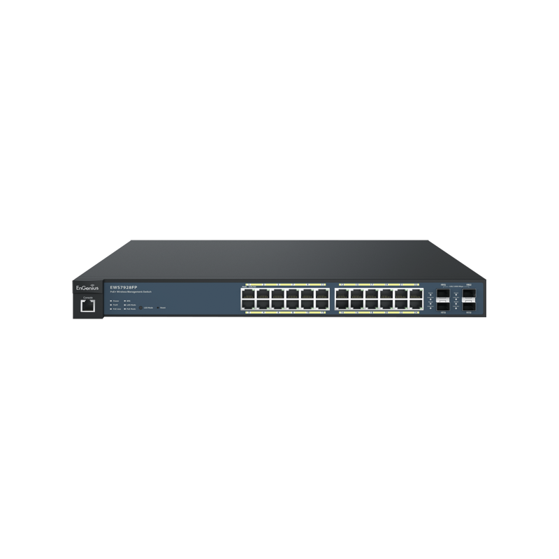EWS7928FP Switch EnGenius 24 puertos Ethernet gigabit + PoE 370w, 4 pts. SFP gigabit, serie neutrón
