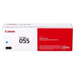 Cartucho Canon 055, tóner color cian, rendimiento de 2100 páginas. Compatible con LBP664CDW, MF741CDW, MF741CDW.