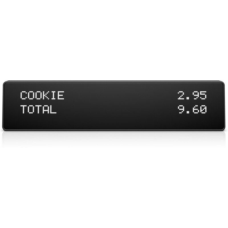 Display superior 2x20 CFD ElitePOS, 2 líneas, 20 dígitos, 9 mm, 24 x 32 punto, 600 cd / m², 135,28 x 19 mm