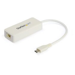 Adaptador de Red Ethernet USB-C con Puerto USB A - NIC Ethernet RJ45. USB Tipo C USB 3.0/USB 3.1 Blanco