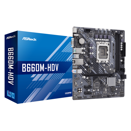 Tarjeta madre ASRock B660M, 12 av gen Intel Core (LGA1700), DDR4 5066 MHz, HDMI, DP, VGA, 4 SATA3, 1 hyper m.2, 1 ultra m.2