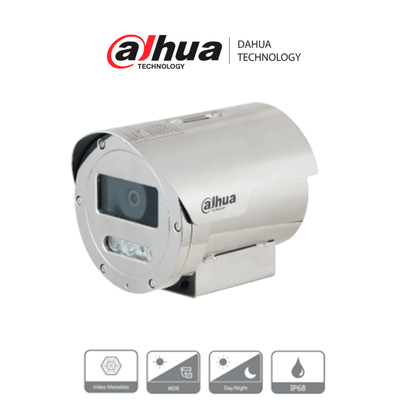 Cámara IP Antiexplosion de 4 Megapixeles, 4x de Zoom Óptico, H.265+, IR de 40 Metros, Inteligencia Artificial con SMD Plus, Star